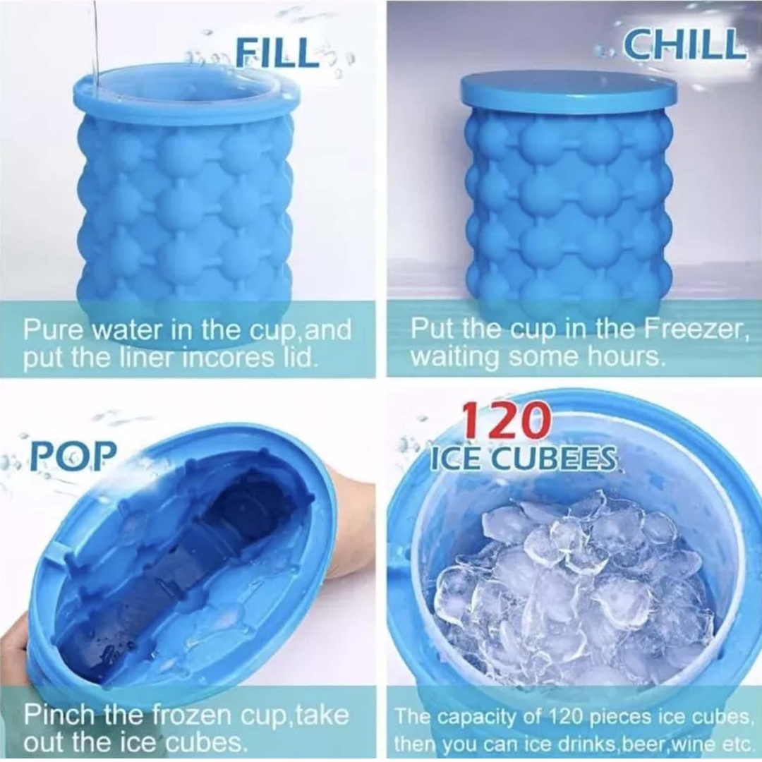 2 en 1 Molde de Silicona | Capacidad para 120 Cubitos de Hielo