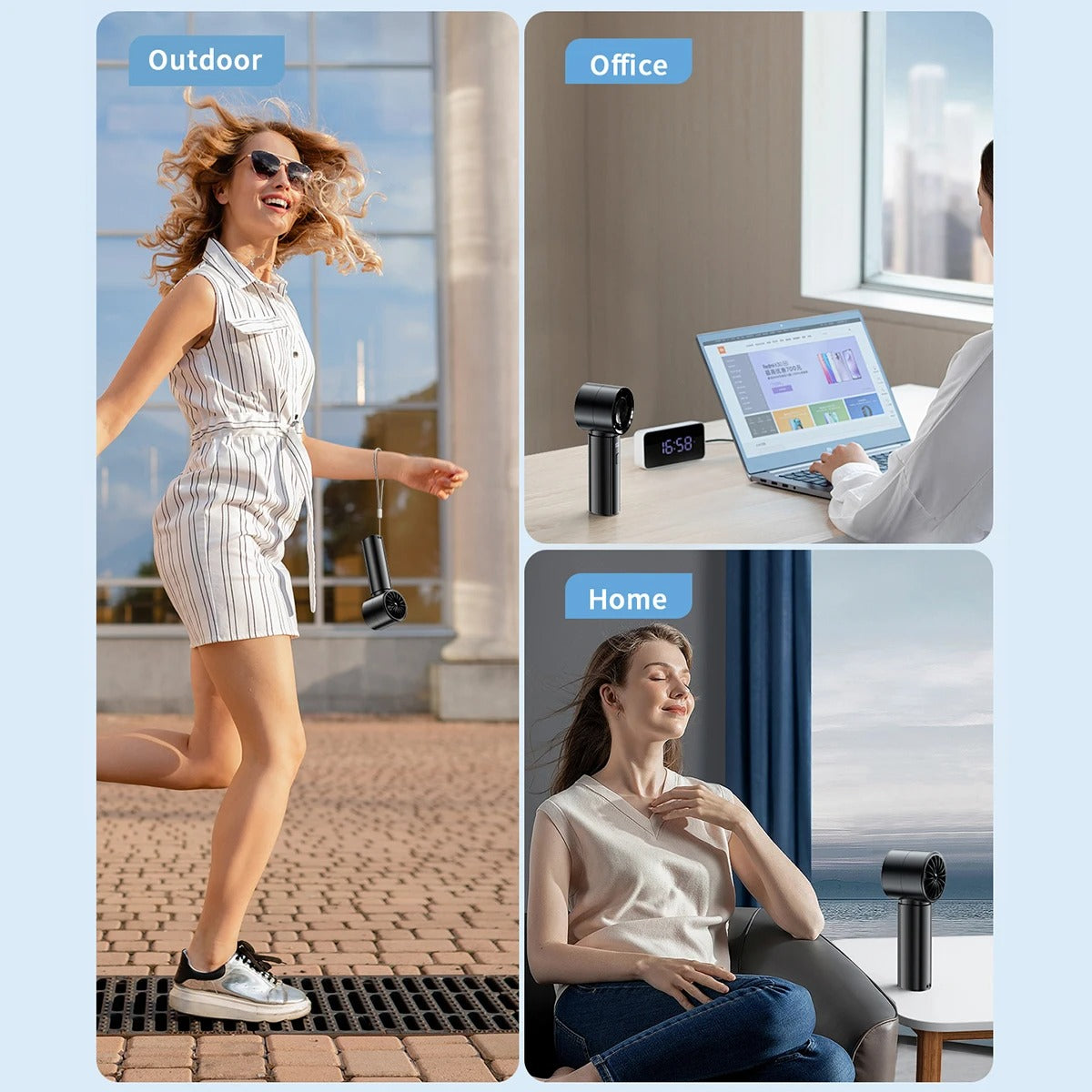3-in-1 Mini ventilador con pantalla digital