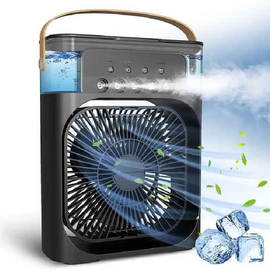 Ventilador portátil 3 en 1 con niebla de hielo