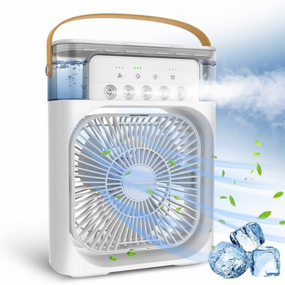 Ventilador portátil 3 en 1 con niebla de hielo